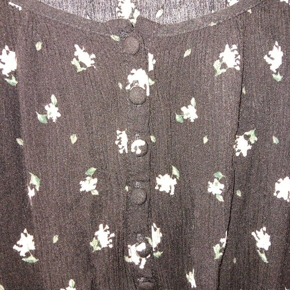 Falls Creek Peasant Blouse Womens 3X Black Pink Floral Rayon Ruffle Lightweight - Picture 5 of 6